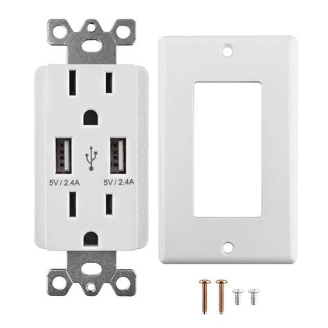Ora Dual 24a 2 Port Rapid Charging Usb Wall Outlet And Conventional Wall