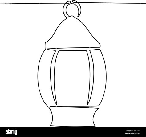 Continuous Line Drawing Of Lantern For Ramadan Kareem Vector