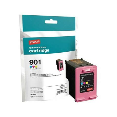 Staples Remanufactured Ink Cartridge Replacement For Hp 901 Tri Color