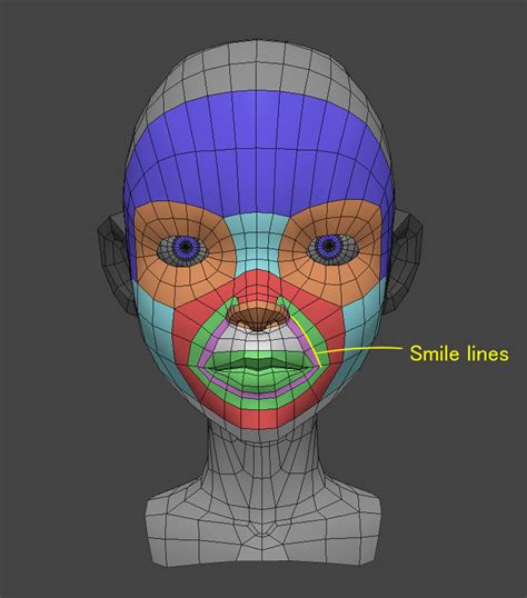 4 categories of face topology in anime 3d model