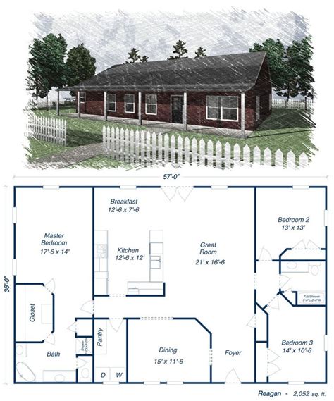 The Floor Plan For A Small House With Two Rooms And An Attached Garage