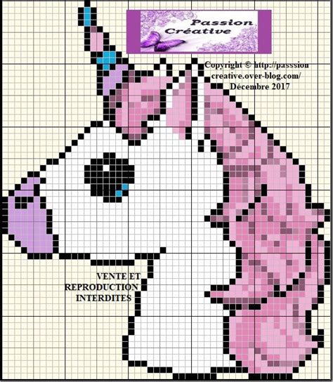 Grille gratuite point de croix : Grille gratuite point de croix : Portrait d'une licorne ...