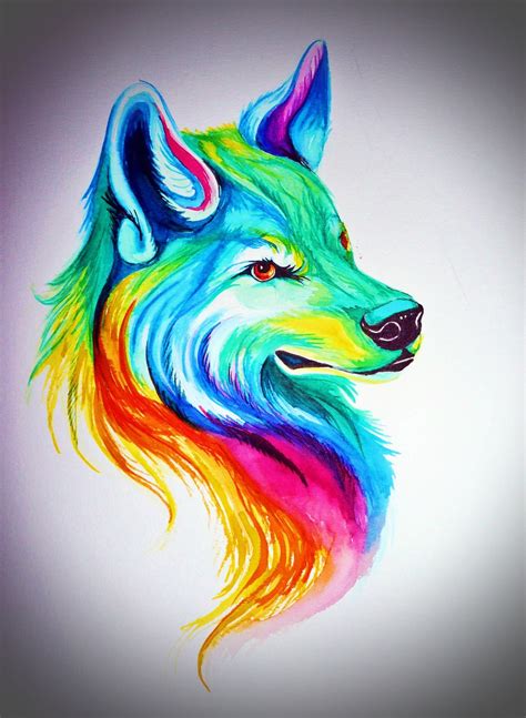Colorful Wolf Drawings