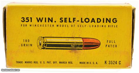 Excellent Full Box Winchester 351 Win Self Loading Ammo 180 Grain