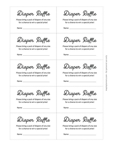 Free Printable Diaper Raffle Tickets