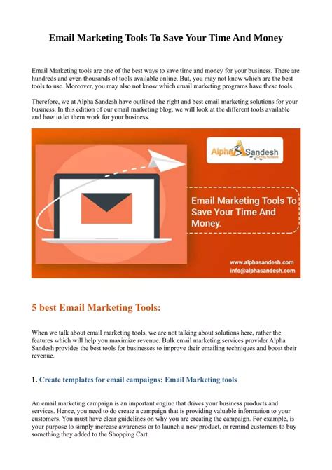 Ppt Email Marketing Tools To Save Your Time And Money Powerpoint