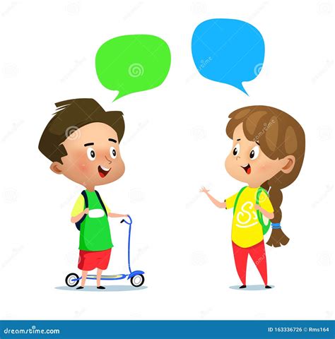 Boy And A Girl Talking To Each Other Stock Vector Illustration Of Conversation Scalable