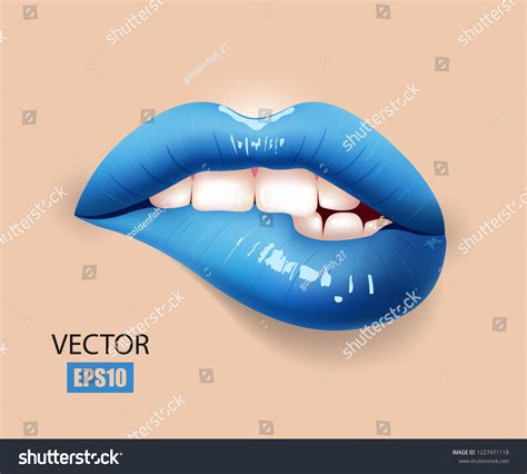 Sexy Lips Bite Ones Lip Female Stock Vector Royalty Free 1227471118