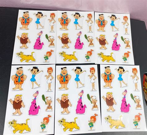 The Flintstones Fred Wilma Barny Dino Bam Stickers 5 Sheets 40 Stickers