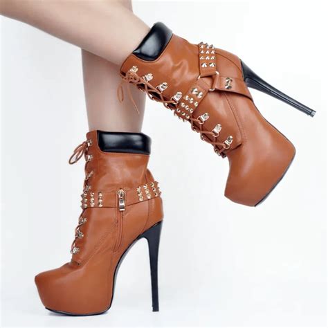 Buy Brown Soft Pu Leather 2017 Ankle Boots Women
