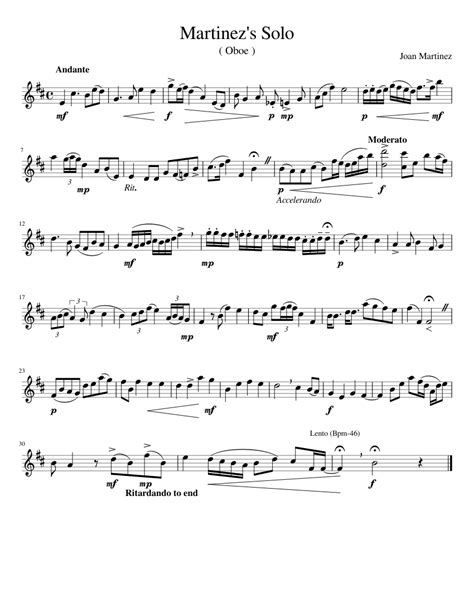 Oboe Solo Sheet Music For Oboe Solo