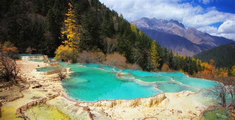 Nature Landscape Terraces Pond Mountains Forest China Fall