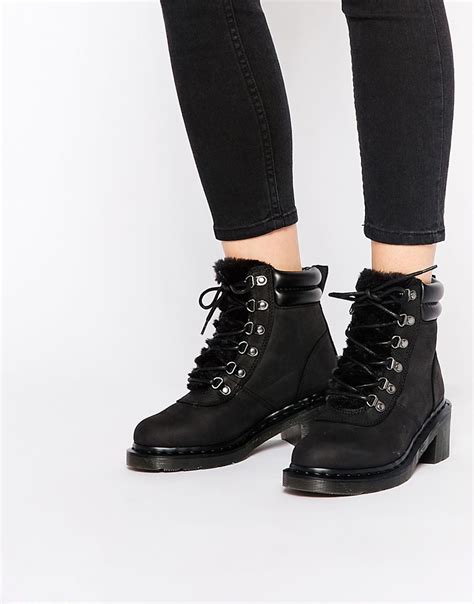check these out dr martens parade sylvia black mid heel hiker boots black
