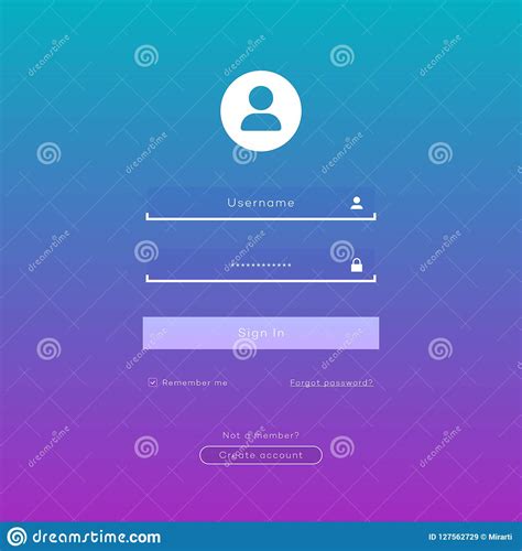 Login Form Page Template On Gradient Background Stock Vector