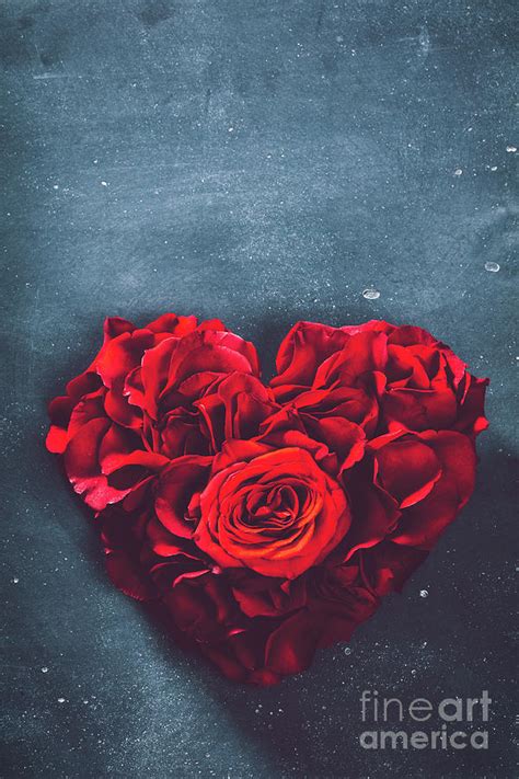 Heart Shaped Rose Bouquet On Stone Background Photograph By Michal Bednarek
