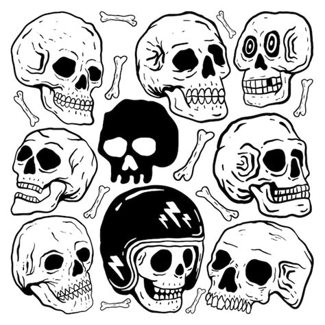 Premium Vector Set Of Hand Drawn Skulls Free Vector