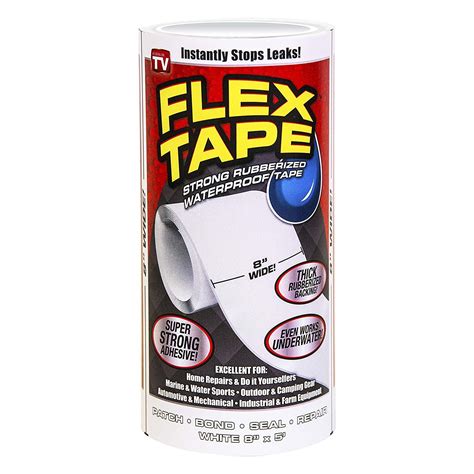 Flex Tape Rubberized Waterproof Tape 8 Inches X 5 Feet White