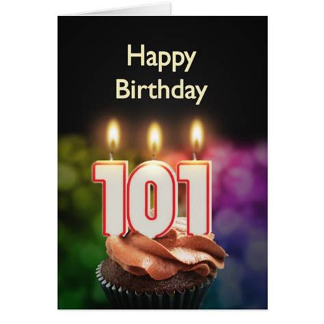101st Birthday With Cake And Candles Card Zazzle