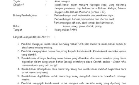 Perkembangan Fizikal Contoh Rpa Yang Lengkap Rpa Pemakanan Seimbang