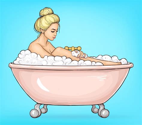Free Vector Woman Taking Bath With Foam Cartoon Vector