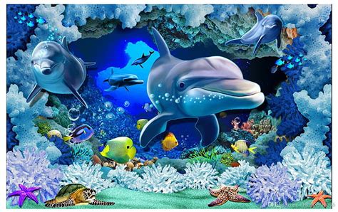 3d Custom Ceiling Mural Underwater World Water Animal 3d Hd Wallpaper