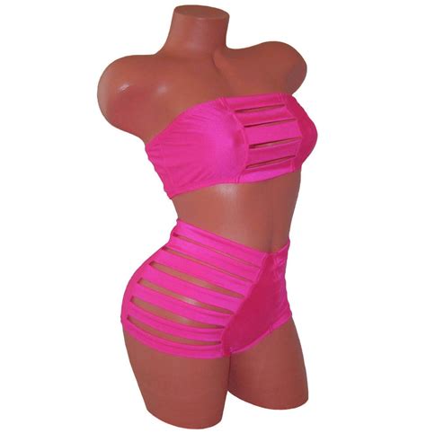 Sexy Neon Pink Top And High Waist Shorts Pole Dancing Outfit Etsy