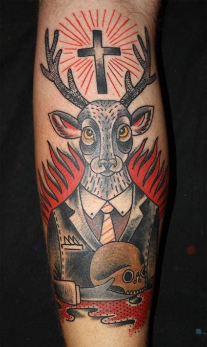 Traditional Style Deer Tattoo By Deno Tattoonow