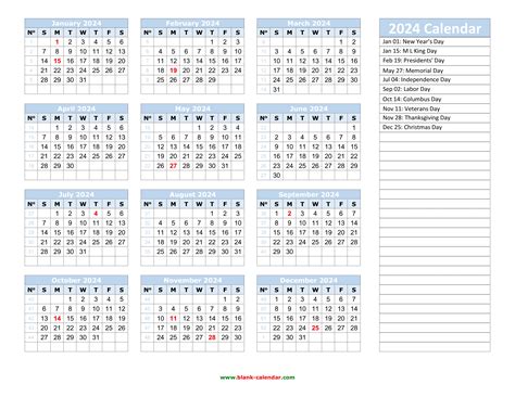 2024 Annual Calendar Printable Pdf File Rosie Claretta