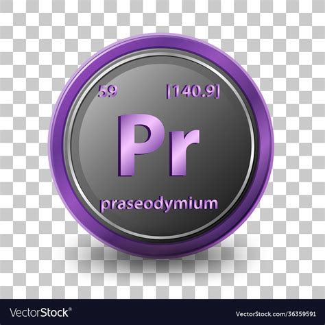 Praseodymium Chemical Element Chemical Symbol Vector Image