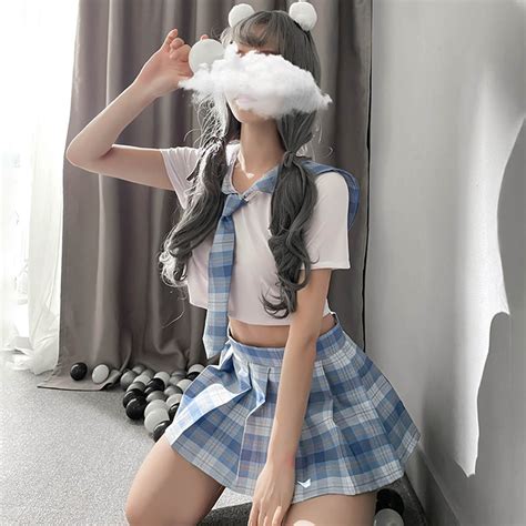 Womens Japanese School Girls Jk Cosplay Lingerie Uniform Set Pleated S