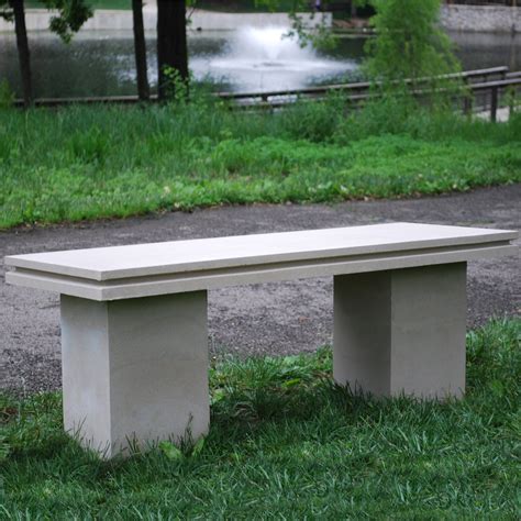 Apo 4 Ft Contemporary Concrete Stone Bench With Square Legs