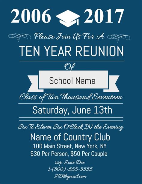 Printable High School Reunion Poster Template High School Reunion