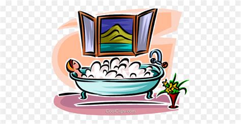 Woman Relaxing In A Bubble Bath Royalty Free Vector Clip Art Bubble Bath Clipart Stunning