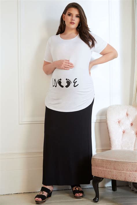 Bump It Up Maternity Black Tube Maxi Skirt With Comfort Panel Plus Size 16 To 32