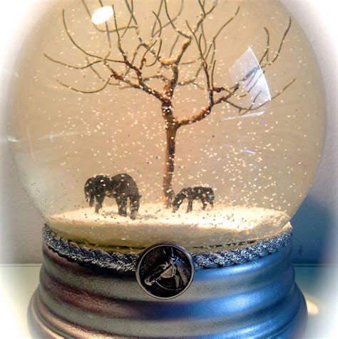 Snow Globe New Version Of Mare And Foal Under Winter Bare