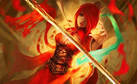 Red Haired Female Anime Character Illustration Fantasy Art Artwork Hd