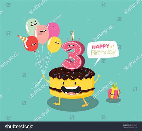 vektor stok happy birthday card funny cake number tanpa royalti 406615927 shutterstock