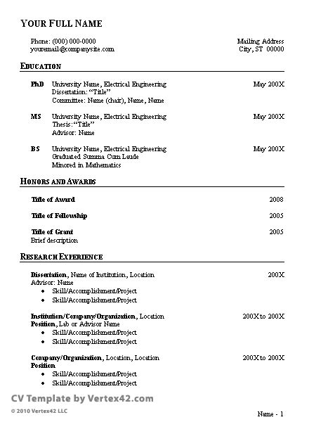 This format is referred to as a chronological resume , and it's the most common type of resume used by job seekers today. Free CV Template - Curriculum Vitae Template and CV Example