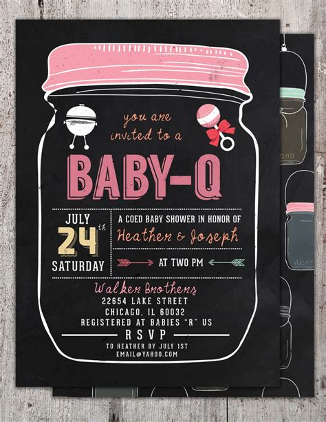 BABY Q Invitation - BabyQ Baby Shower Invitation - Backyard BBQ Invite - Co-Ed Baby Shower 