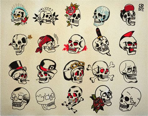 Traditional Skull Tattoo Flash