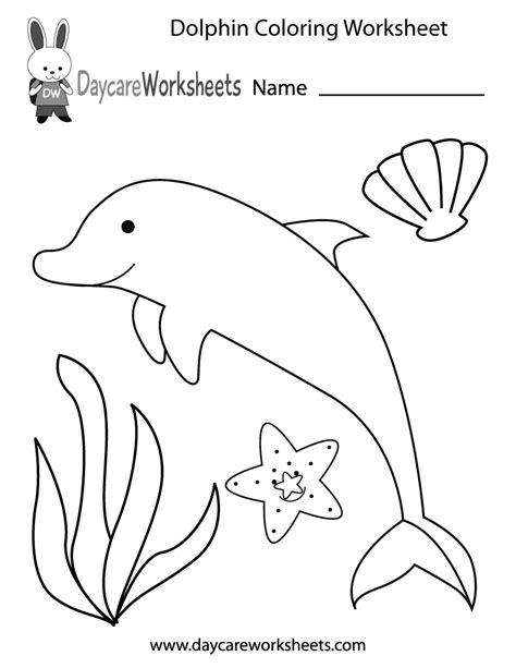 Free Printable Dolphin Coloring Worksheet for Preschool