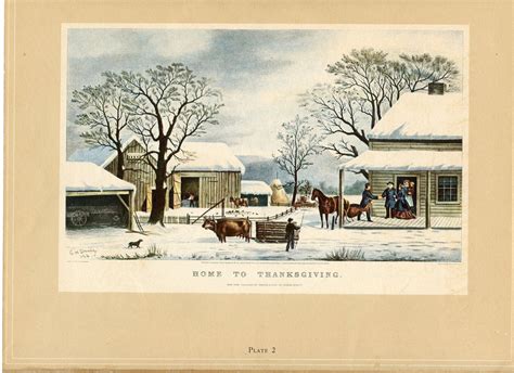 Currier And Ives Print Home To Thanksgiving Litho Etsy