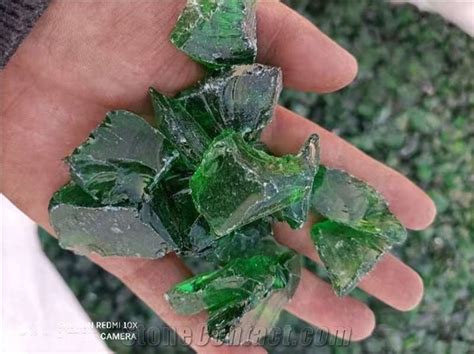 Green Glass Rock Decorative Glass Rock Glass Chippings From China