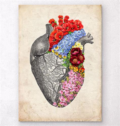 Floral Heart Anatomy Art Print Codex Anatomicus