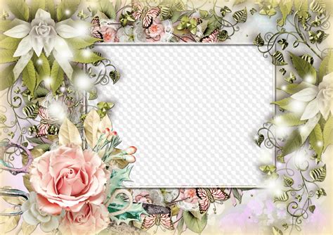 Free Photoshop Template Frame Psd With Flowers For Congratulations