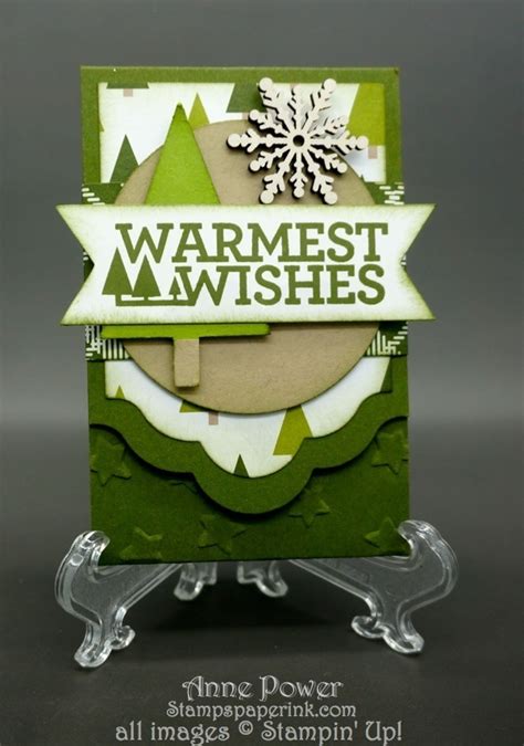 With the gift card inside, use a hole punch to cut a small hole in the top of the gift card holder. Stamps, Paper, Ink Create!: Christmas Trees Gift Card Holder