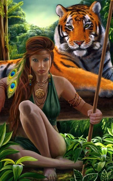 Love Fantasy Women Tiger Art Fantasy Girl