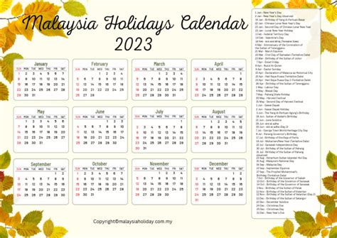 Malaysia Holidays Calendar 2023 1 Pdf Observances Malaysia