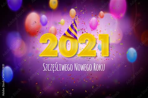 Nowy Rok 2021 Szczęśliwego Nowego Roku Koncepcja Kartki Noworocznej W