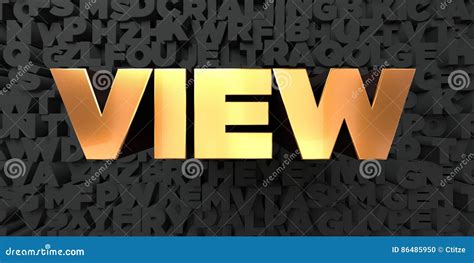 View Gold Text On Black Background 3d Rendered Royalty Free Stock